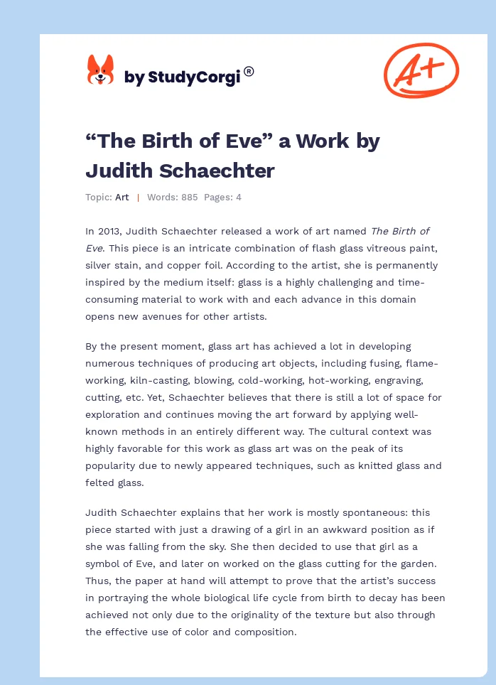 “The Birth of Eve” a Work by Judith Schaechter. Page 1
