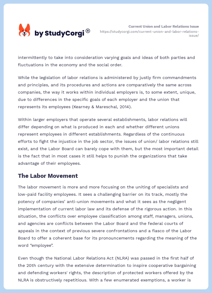 Current Union and Labor Relations Issue. Page 2