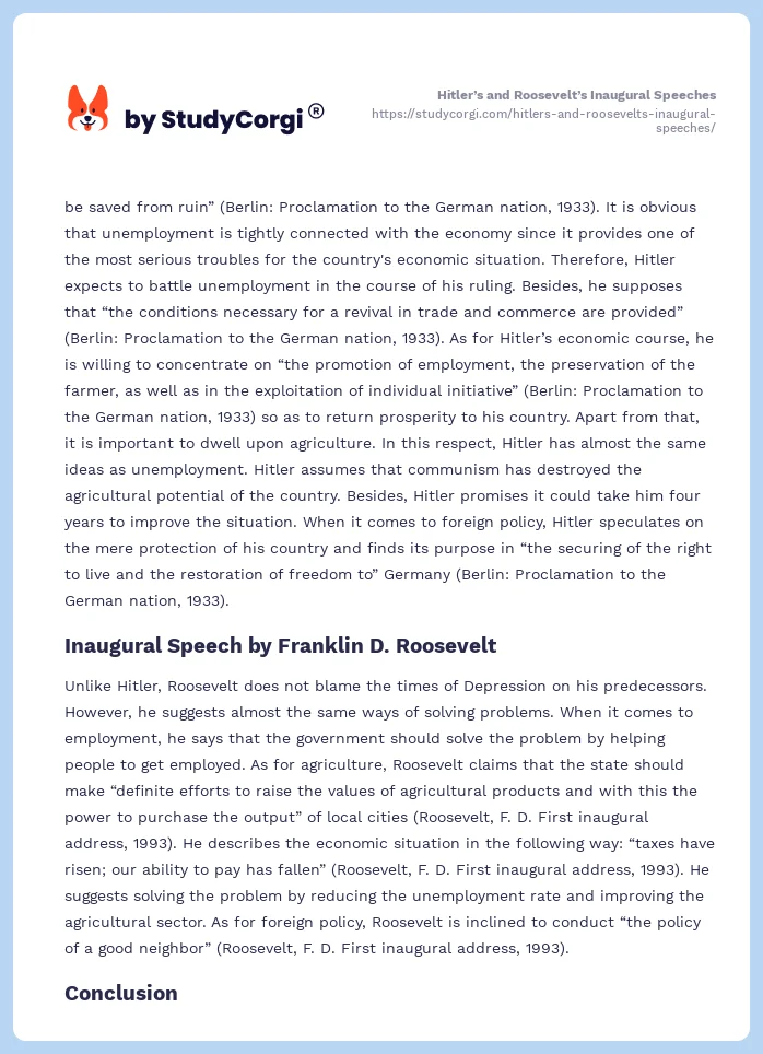 Hitler’s and Roosevelt’s Inaugural Speeches. Page 2