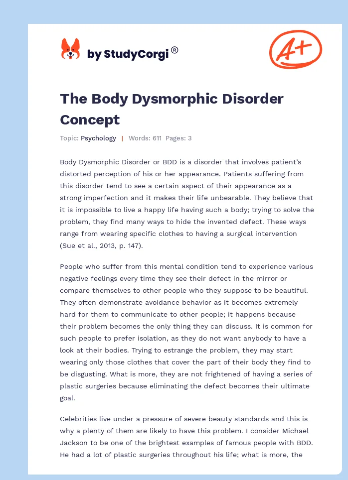 The Body Dysmorphic Disorder Concept. Page 1