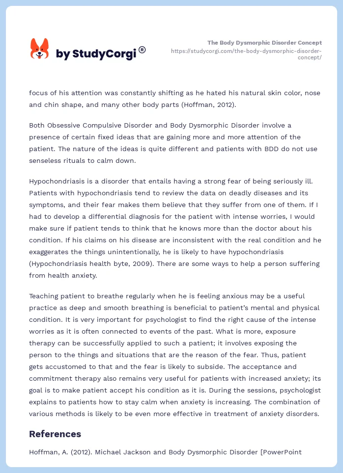 The Body Dysmorphic Disorder Concept. Page 2