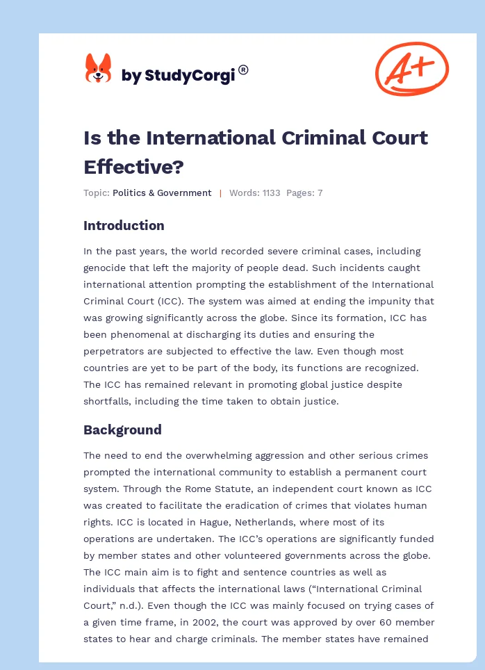 Is the International Criminal Court Effective?. Page 1