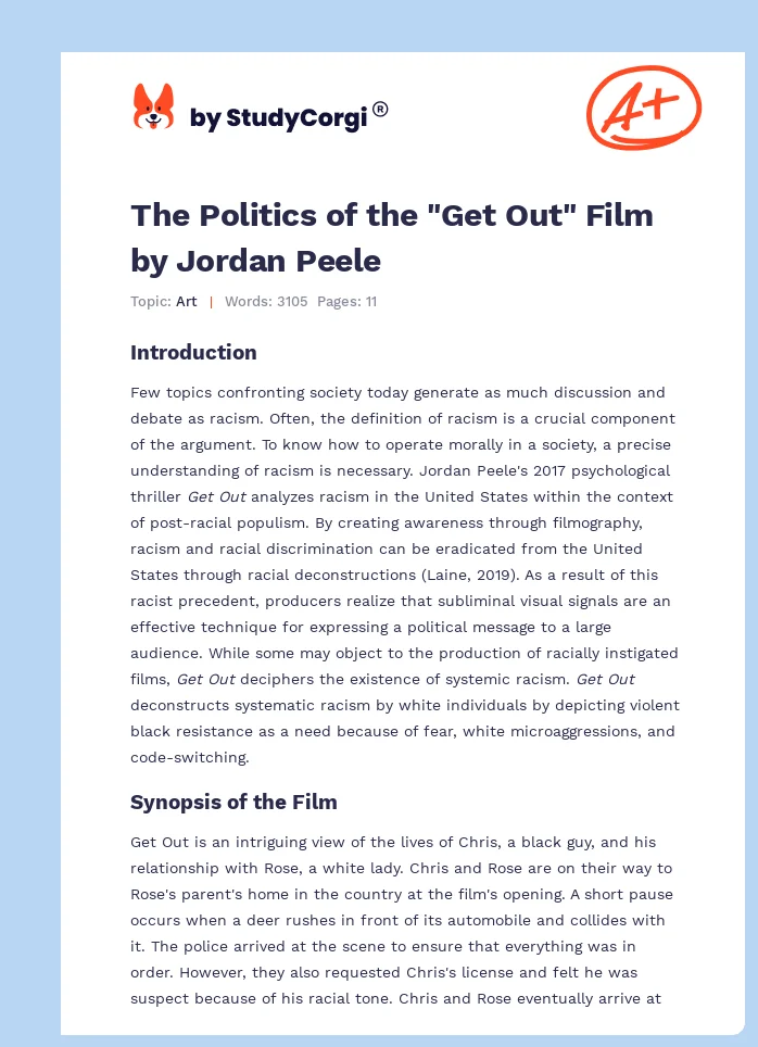 The Politics of the "Get Out" Film by Jordan Peele. Page 1