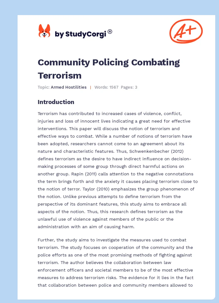 Community Policing Combating Terrorism. Page 1