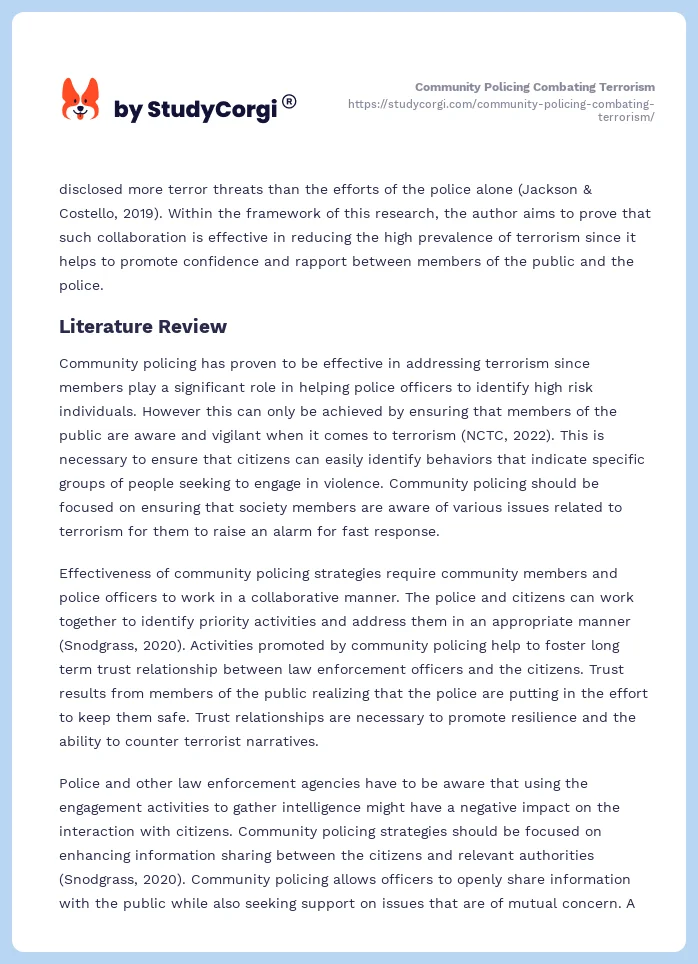 Community Policing Combating Terrorism. Page 2
