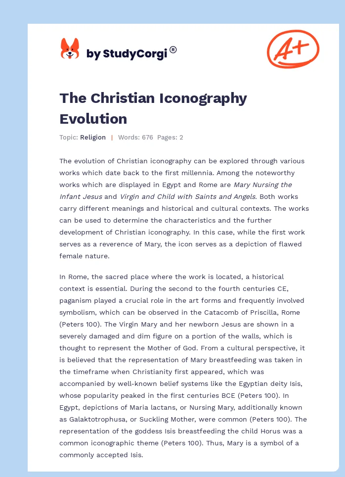 The Christian Iconography Evolution. Page 1