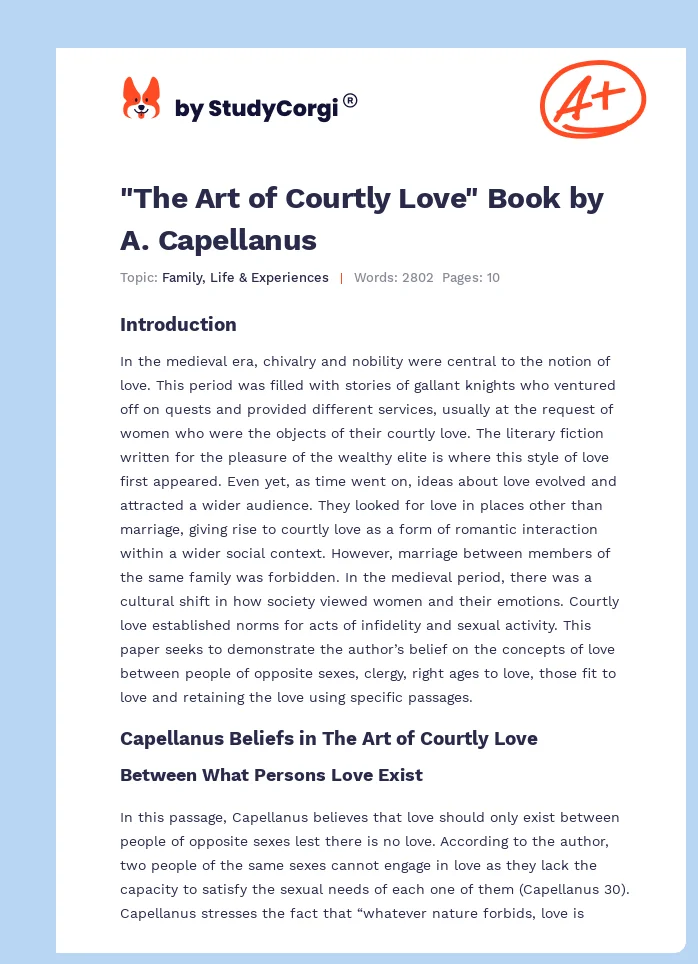 "The Art of Courtly Love" Book by A. Capellanus. Page 1