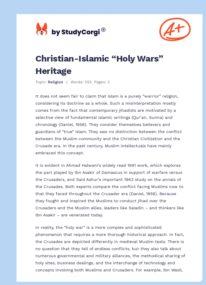 Christian-Islamic “Holy Wars” Heritage. Page 1
