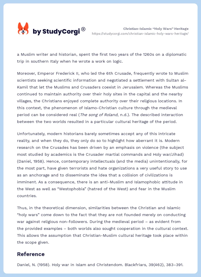 Christian-Islamic “Holy Wars” Heritage. Page 2
