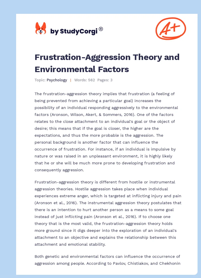 Frustration-Aggression Theory and Environmental Factors. Page 1
