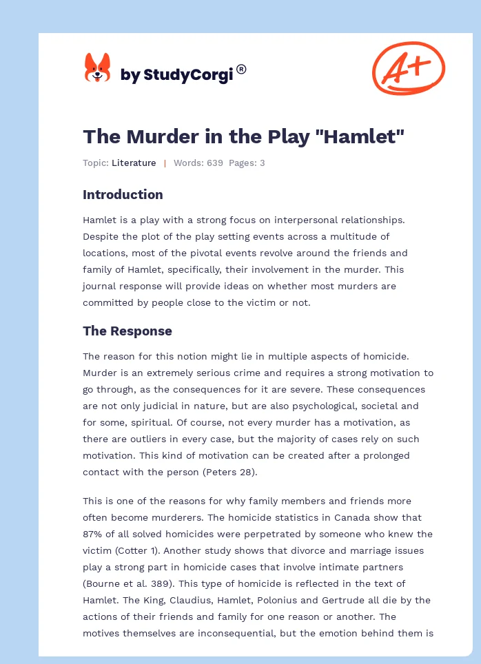 The Murder in the Play "Hamlet". Page 1