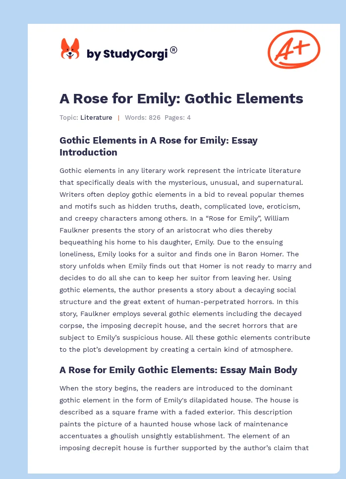 A Rose for Emily: Gothic Elements. Page 1