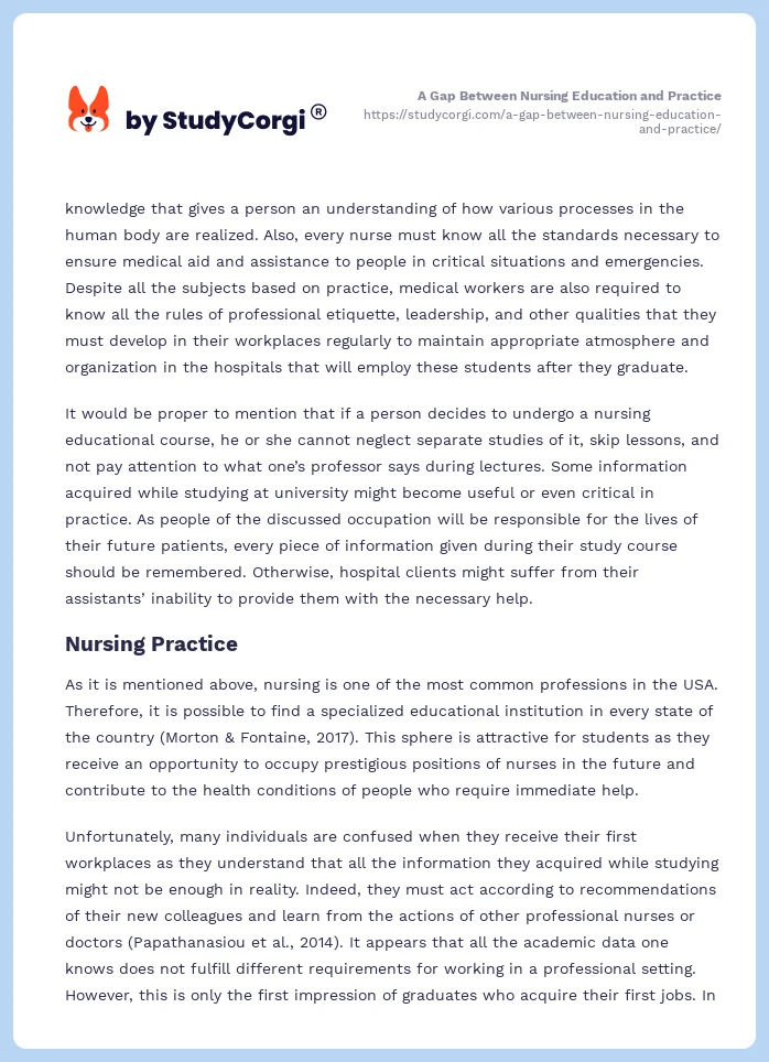 A Gap Between Nursing Education and Practice. Page 2
