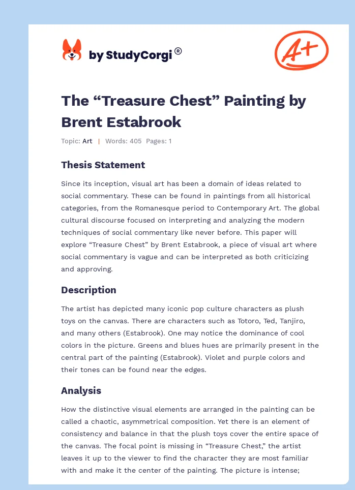 The “Treasure Chest” Painting by Brent Estabrook. Page 1