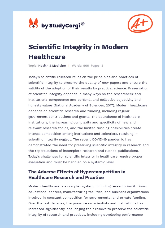 Scientific Integrity in Modern Healthcare. Page 1