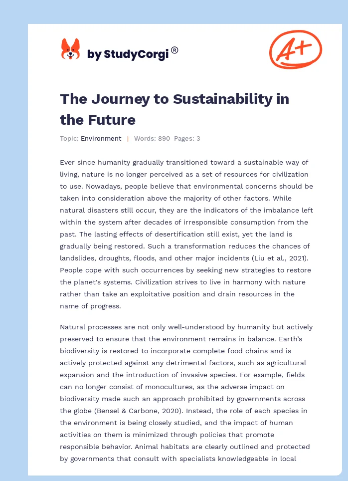 The Journey to Sustainability in the Future. Page 1