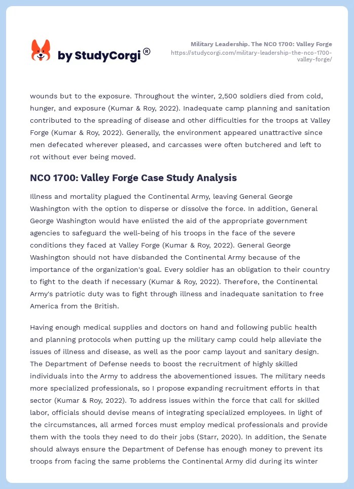 Military Leadership. The NCO 1700: Valley Forge. Page 2