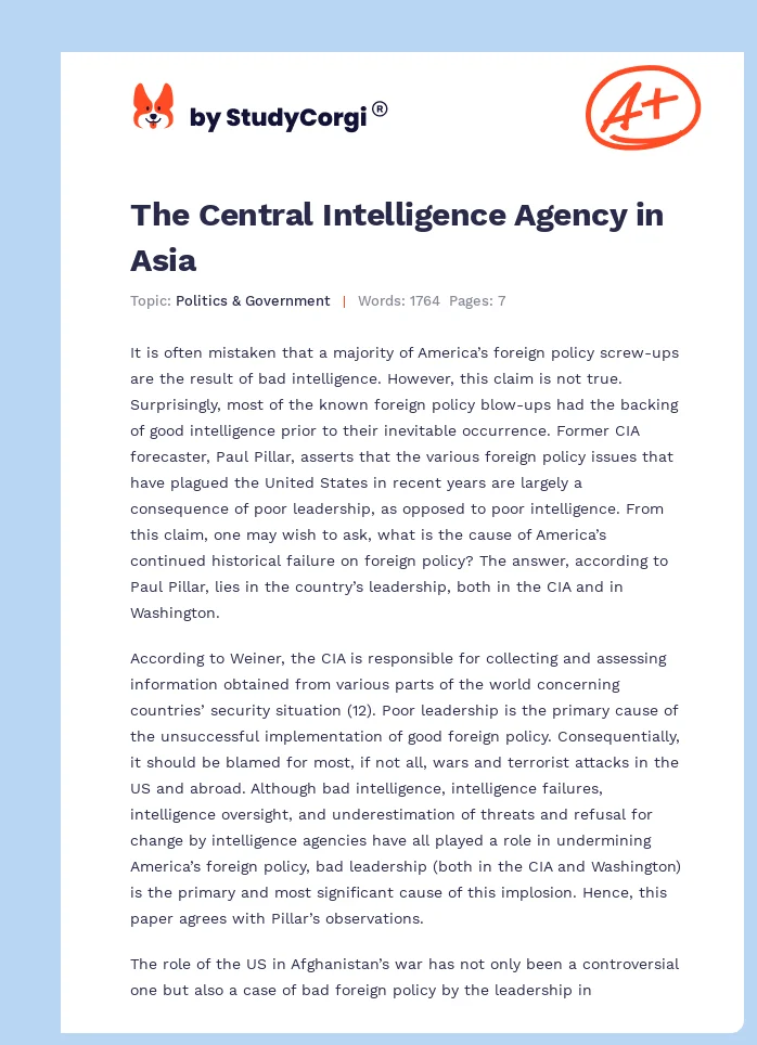 The Central Intelligence Agency in Asia. Page 1
