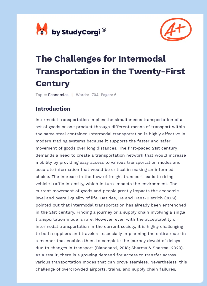 The Challenges for Intermodal Transportation in the Twenty-First Century. Page 1