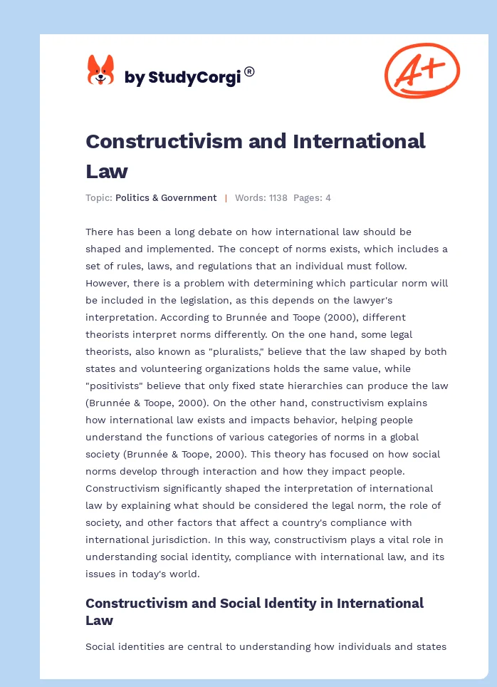 Constructivism and International Law. Page 1
