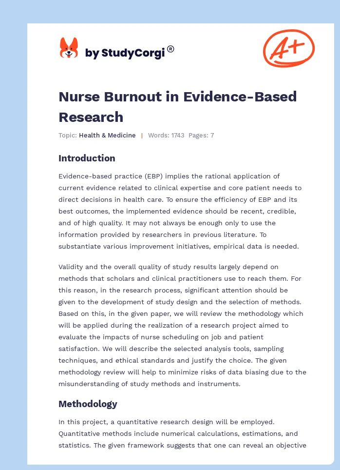 Nurse Burnout in Evidence-Based Research. Page 1