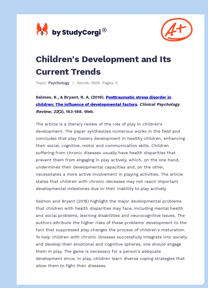 Children's Development and Its Current Trends. Page 1