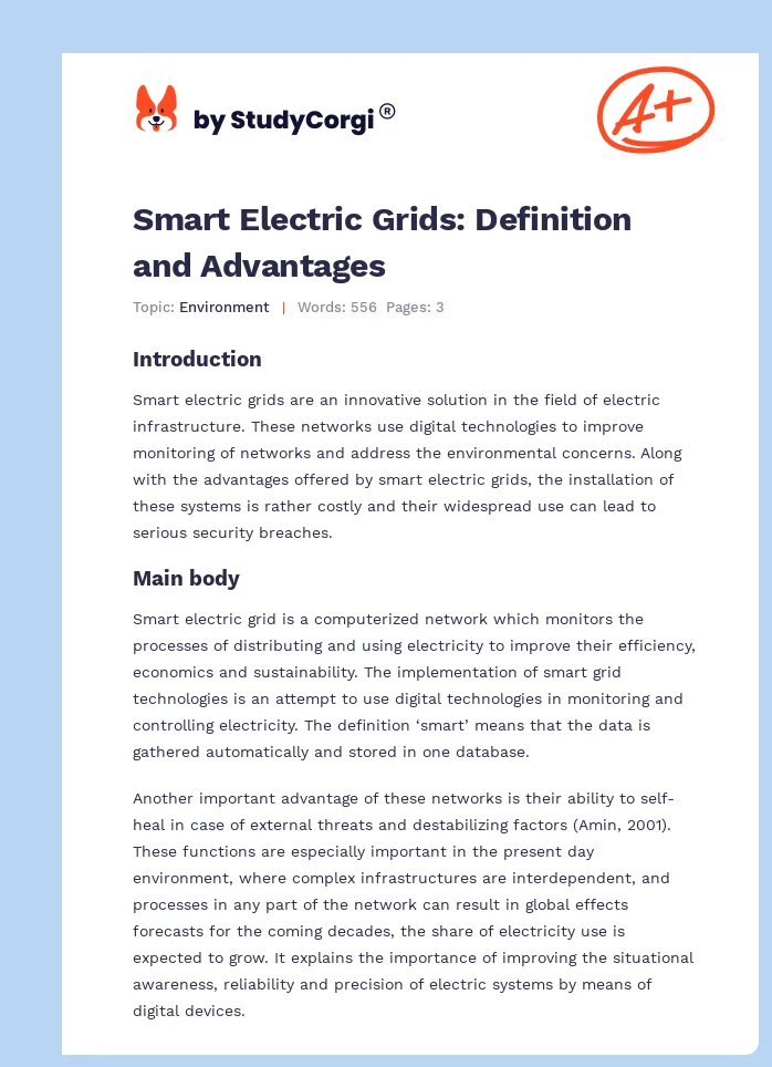 Smart Electric Grids: Definition and Advantages. Page 1