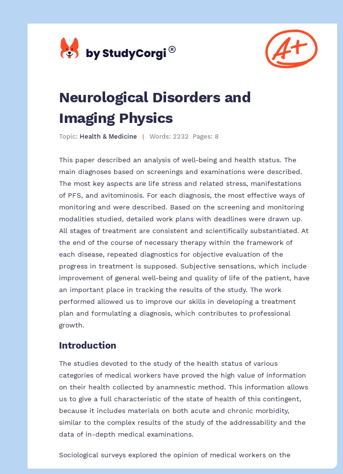 Neurological Disorders and Imaging Physics. Page 1
