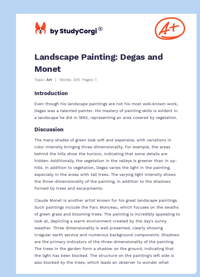 Landscape Painting: Degas and Monet. Page 1