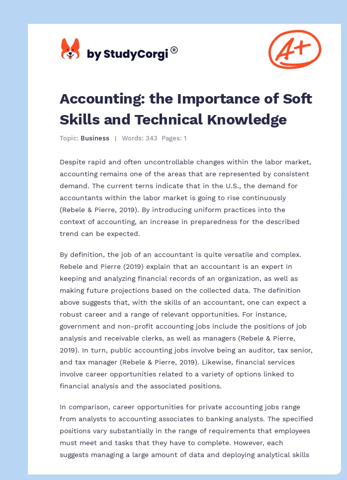 Accounting: the Importance of Soft Skills and Technical Knowledge. Page 1