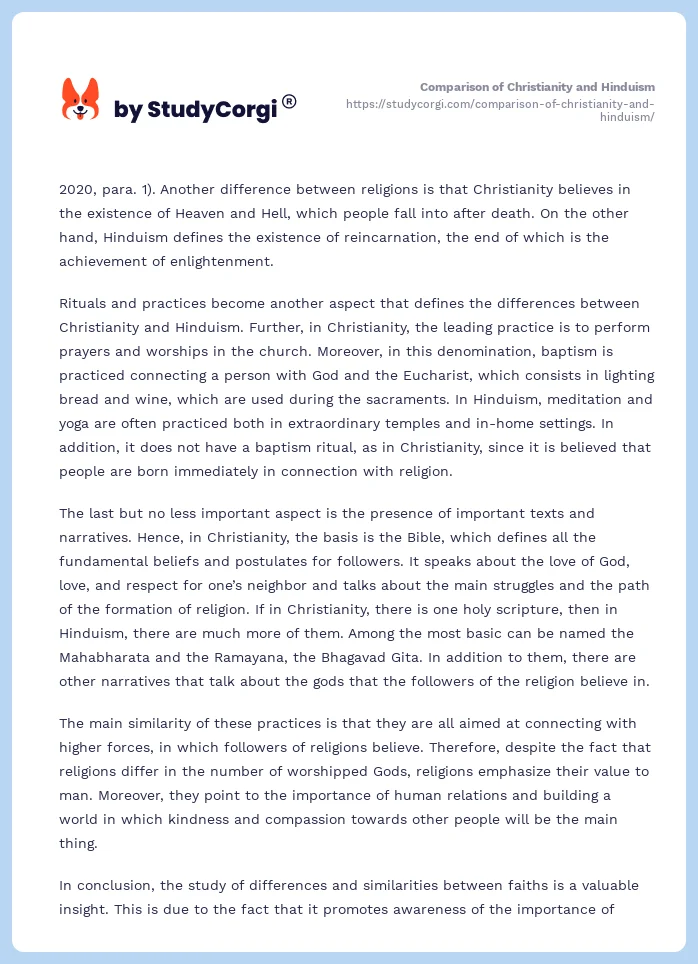 Comparison of Christianity and Hinduism. Page 2