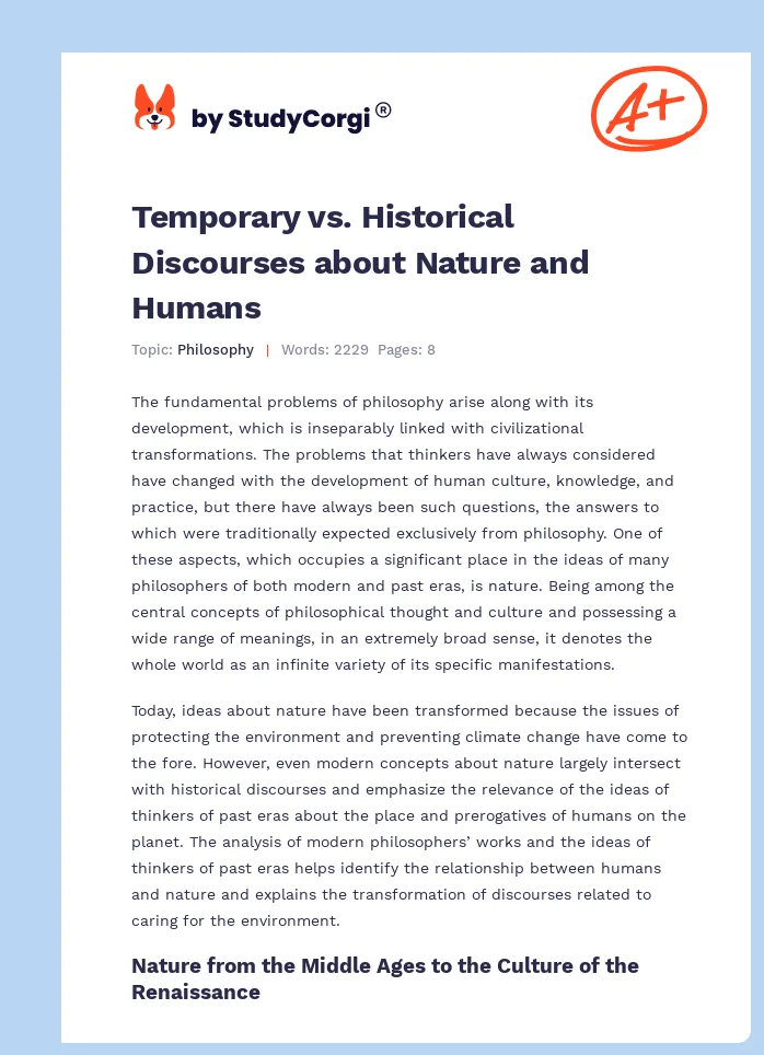 Temporary vs. Historical Discourses about Nature and Humans. Page 1