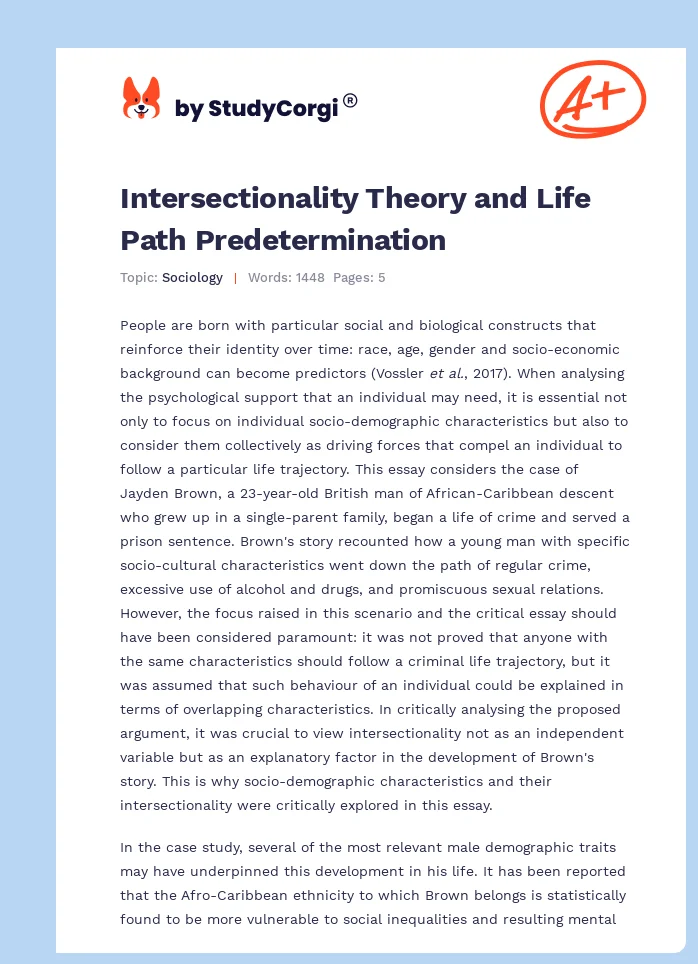 Intersectionality Theory and Life Path Predetermination. Page 1