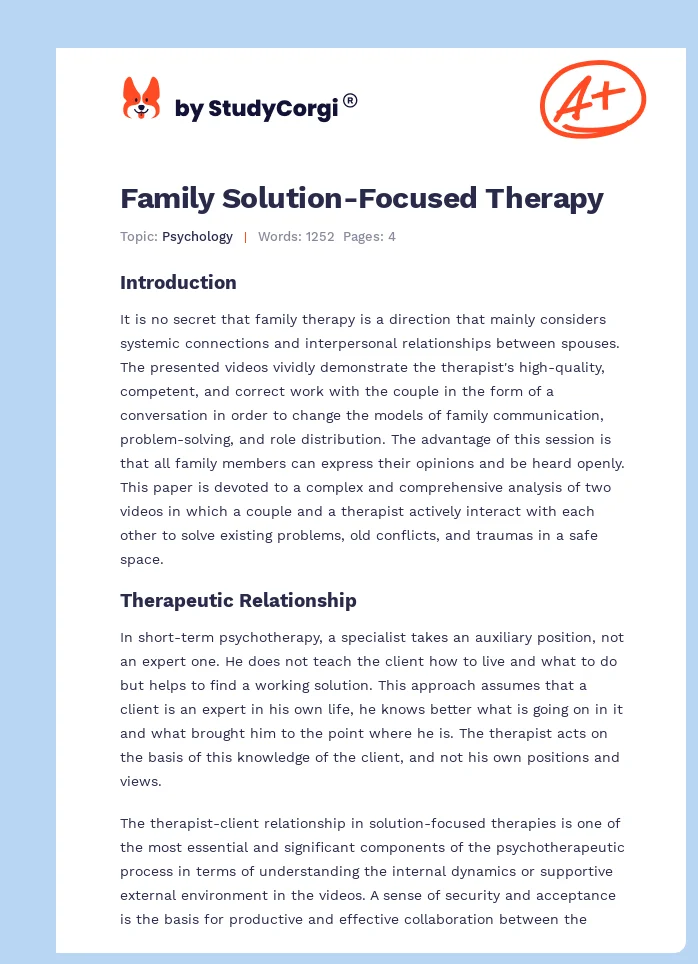Family Solution-Focused Therapy. Page 1