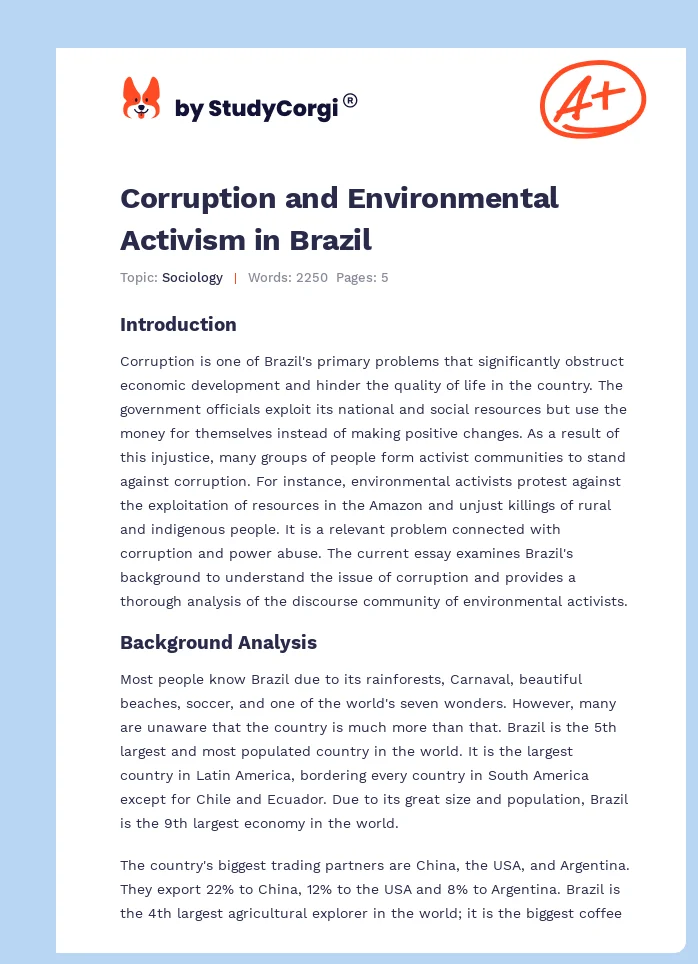 Corruption and Environmental Activism in Brazil. Page 1