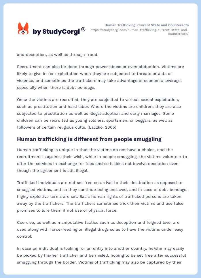 Human Trafficking: Current State and Counteracts. Page 2