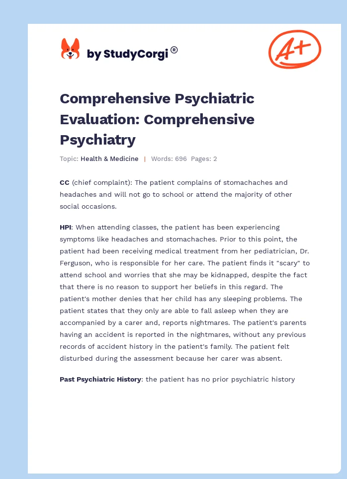 Comprehensive Psychiatric Evaluation: Comprehensive Psychiatry. Page 1