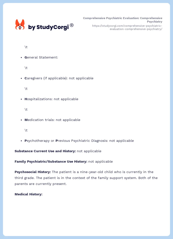 Comprehensive Psychiatric Evaluation: Comprehensive Psychiatry. Page 2