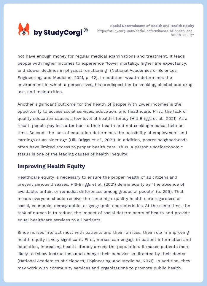 Social Determinants of Health and Health Equity. Page 2