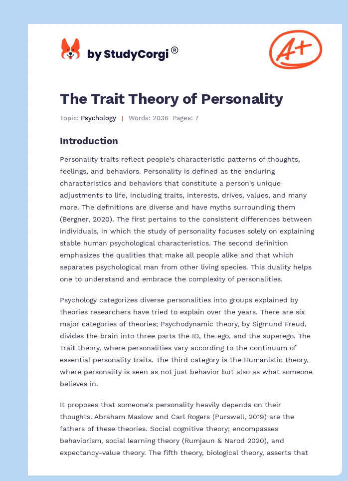 The Trait Theory of Personality. Page 1