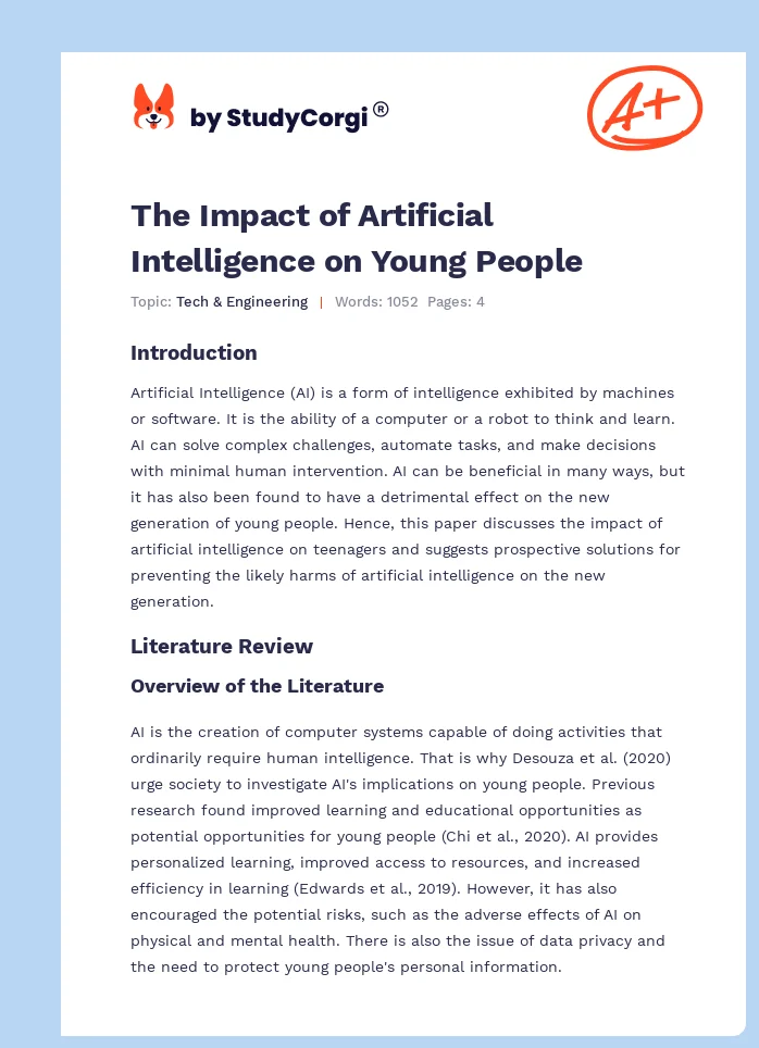 The Impact of Artificial Intelligence on Young People. Page 1