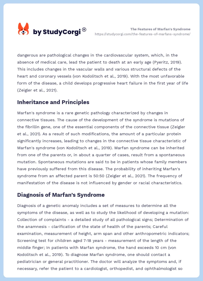 The Features of Marfan's Syndrome. Page 2