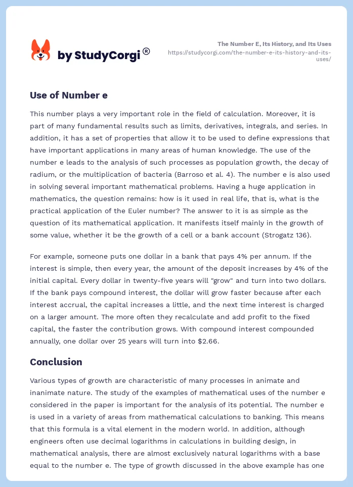 The Number E, Its History, and Its Uses. Page 2