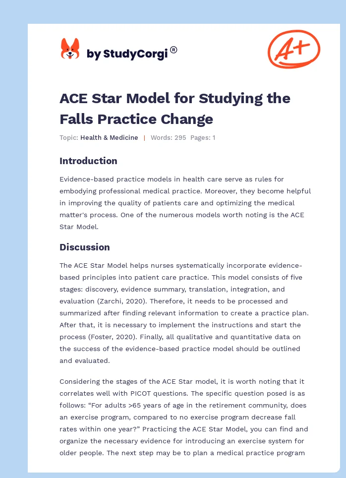 ACE Star Model for Studying the Falls Practice Change. Page 1