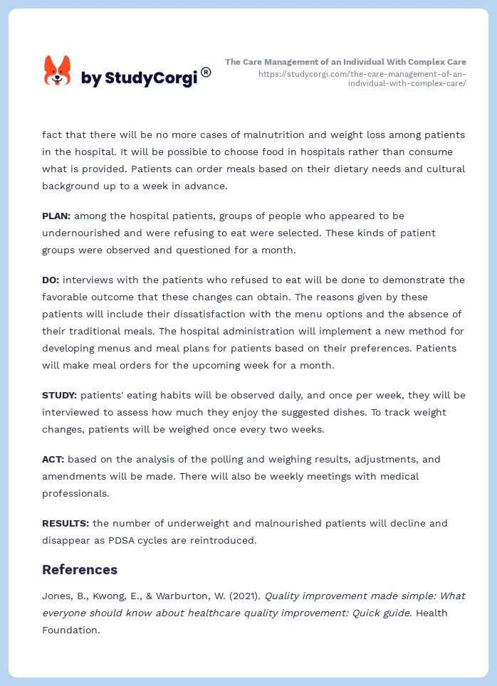 The Care Management of an Individual With Complex Care. Page 2