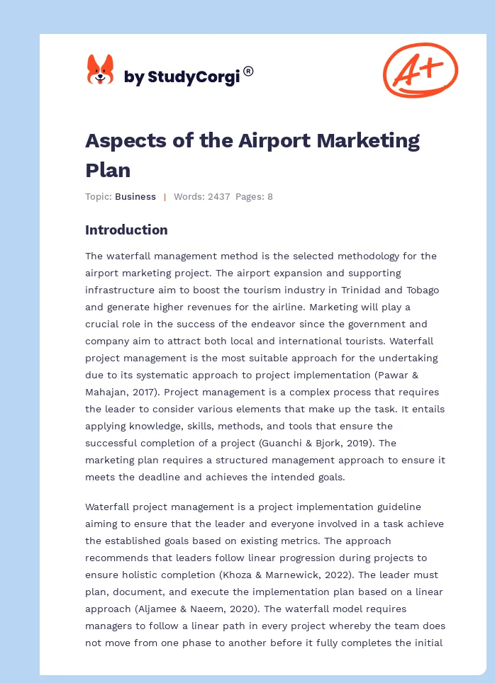 Aspects of the Airport Marketing Plan. Page 1