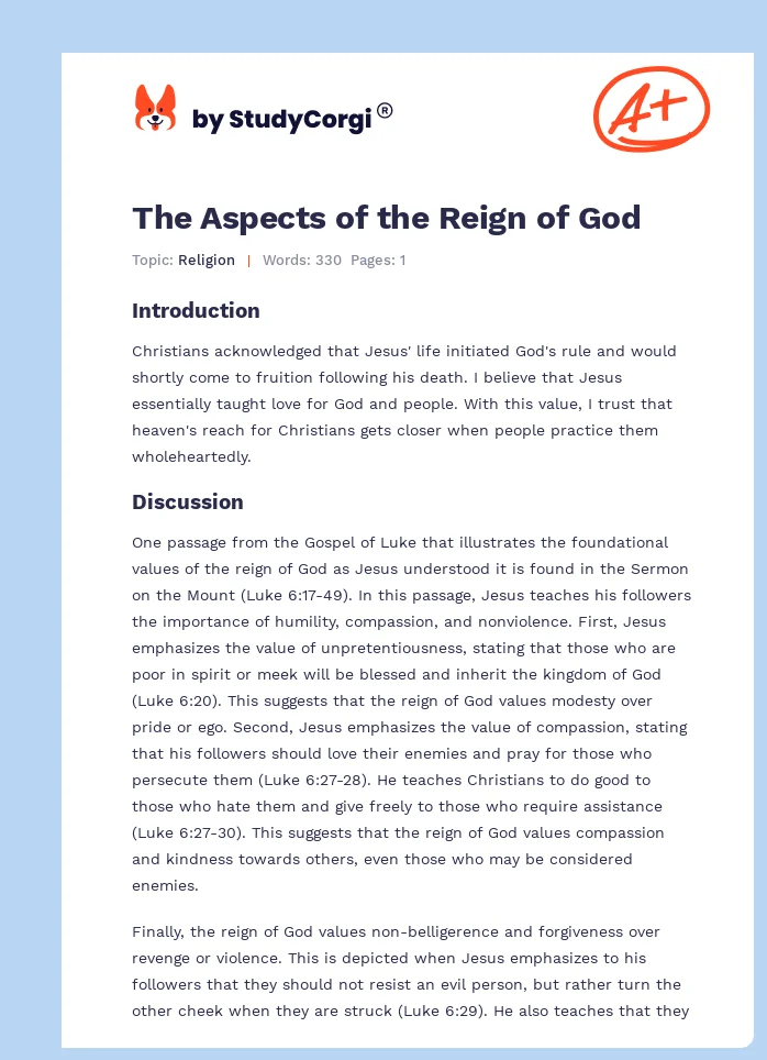 The Aspects of the Reign of God. Page 1