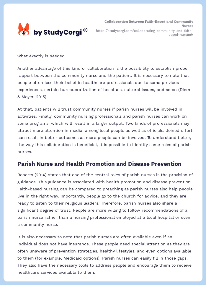 Collaboration Between Faith-Based and Community Nurses. Page 2