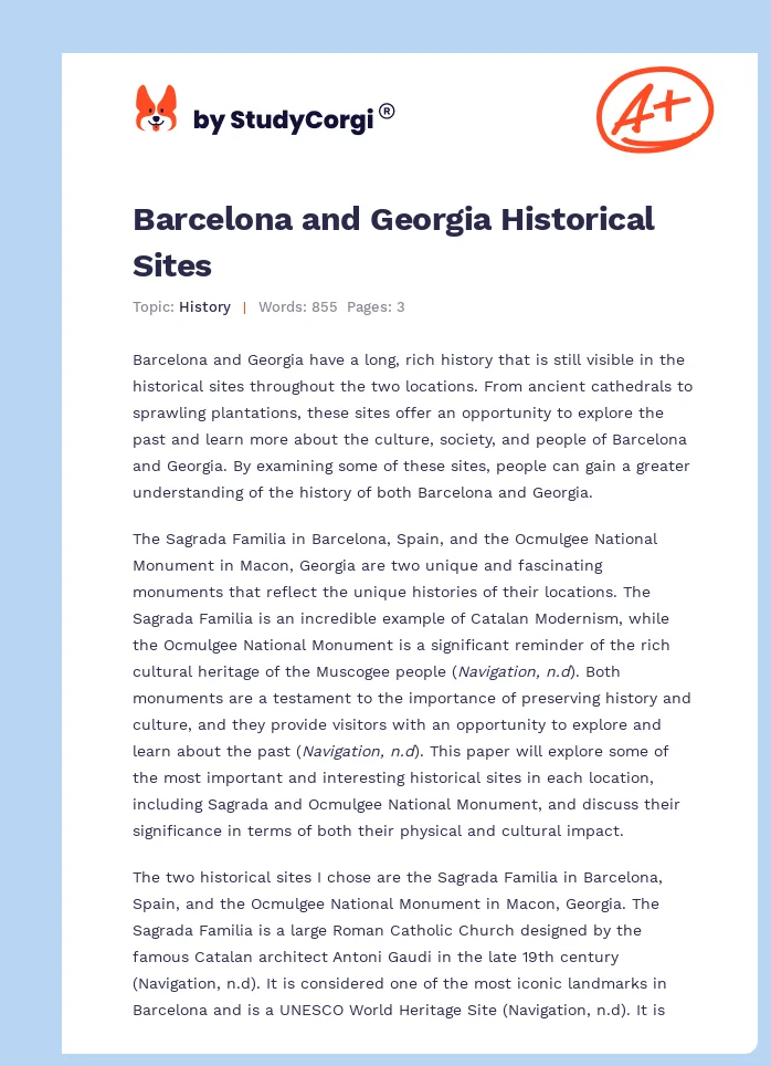 Barcelona and Georgia Historical Sites. Page 1