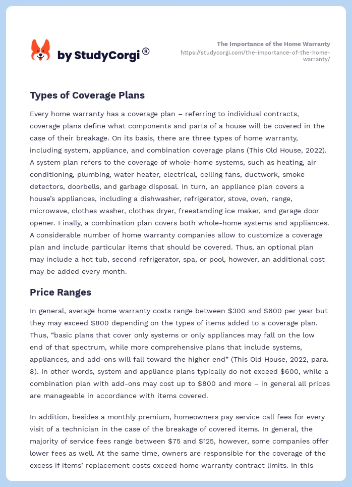The Importance of the Home Warranty. Page 2